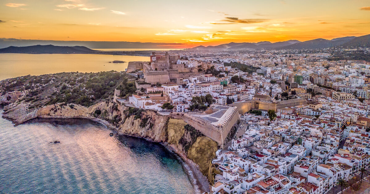 View of Ibiza Town at sunset